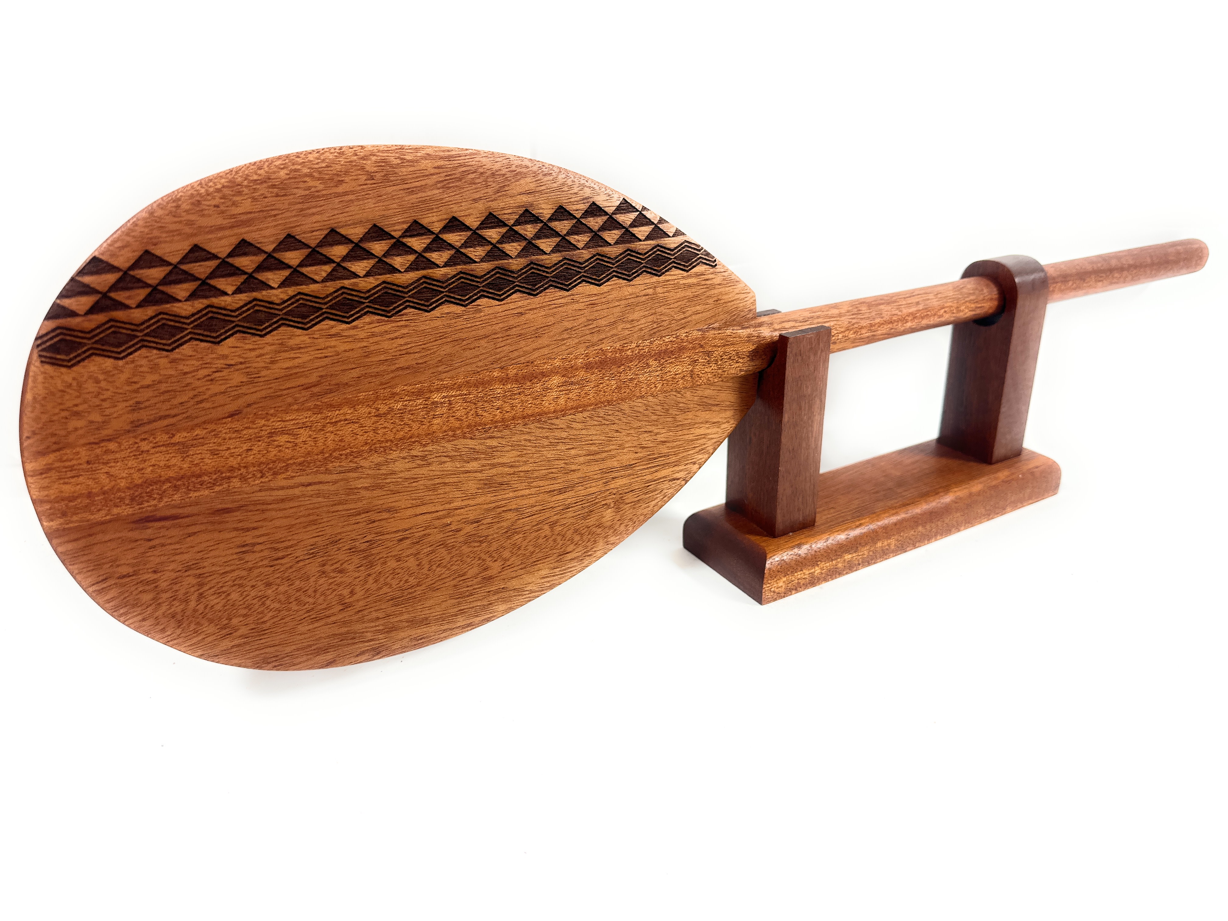 Trophy Koa paddle 24 inch Etched Tribal Design w/ stand -Made in Hawaii | #koa7022f Trophy Koa paddle 24 inch Etched Tribal Design w/ stand -Made in Hawaii | #koa7022f